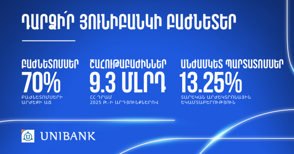 Դարձի՛ր Յունիբանկի բաժնետեր և ձեռք բեր 13.25% եկամտաբերությամբ անժամկետ պարտատոմսեր
