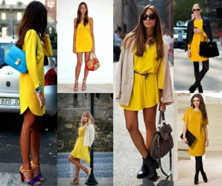 Сочетание с желтым платьем